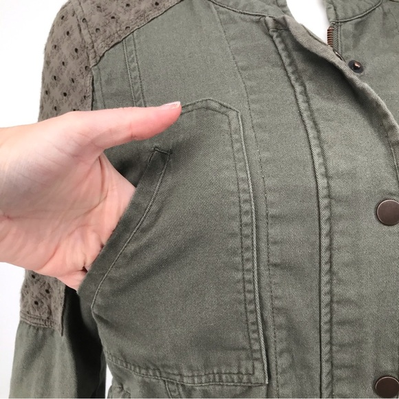 Eyelet Lace Accent Comfy Utility Jacket - Picture 5 of 16